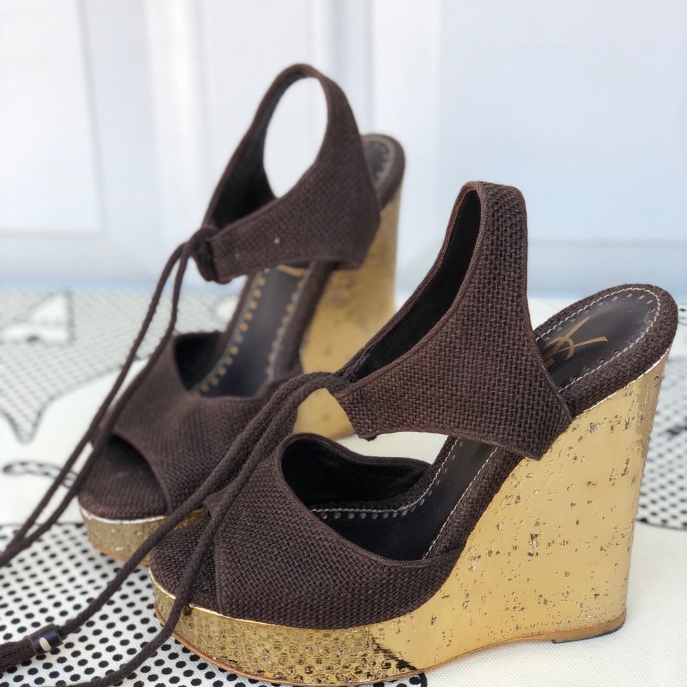 Authorities Ysl Rive Gauche Gold Wedge - image 1